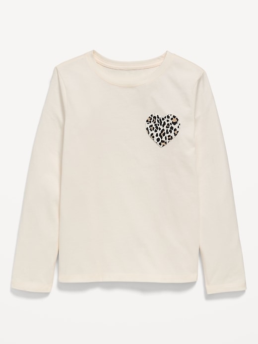 Image number 1 showing, Softest Long-Sleeve Heart-Pocket T-Shirt for Girls