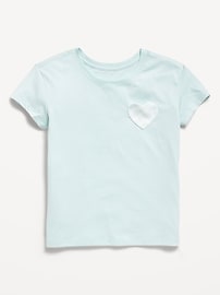 Image number 1 showing, Softest Short-Sleeve Heart-Pocket T-Shirt for Girls