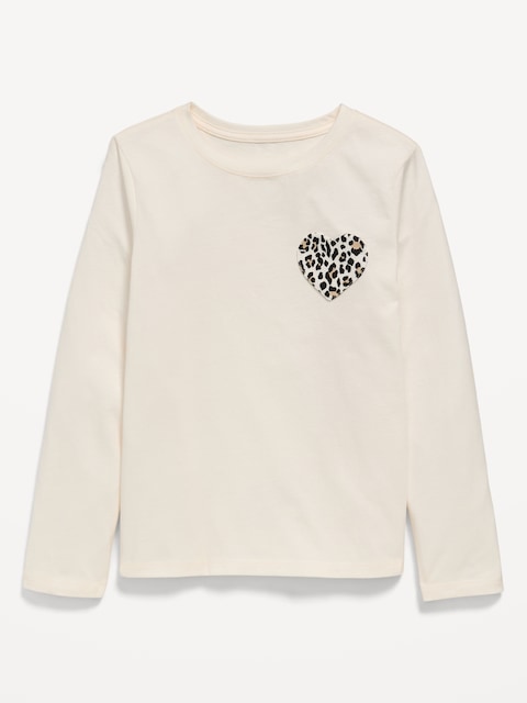 Softest Long-Sleeve Heart-Pocket T-Shirt for Girls