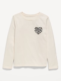 Image number 1 showing, Softest Long-Sleeve Heart-Pocket T-Shirt for Girls