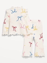 Image number 3 showing, Printed Cozy Rib-Knit Ruffled Top and Pants Set for Baby