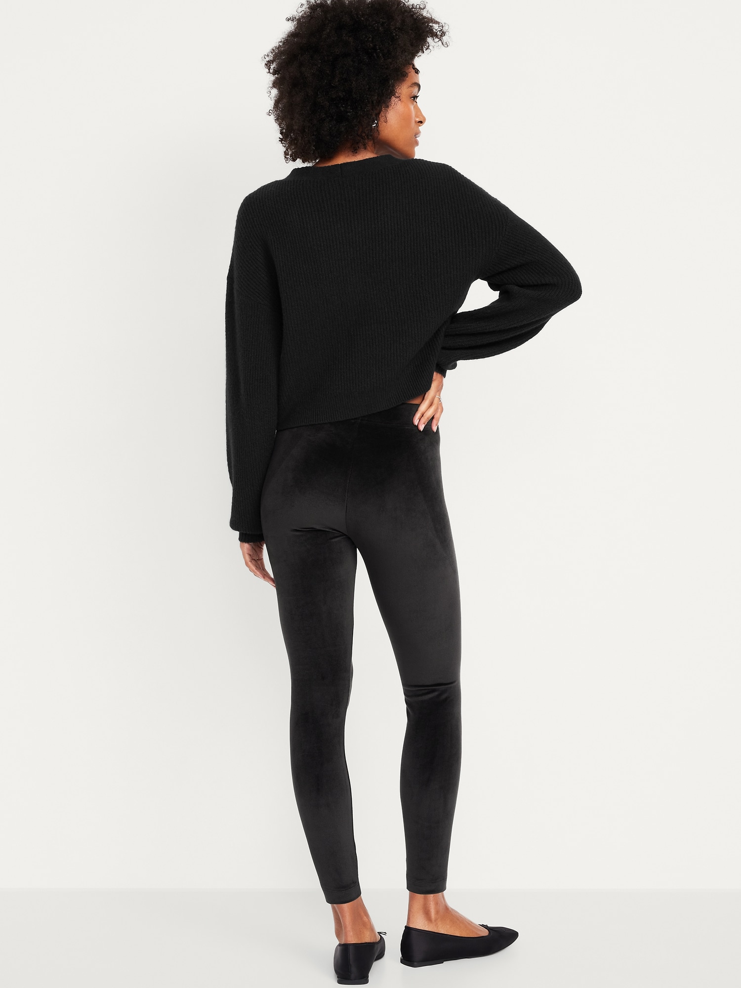 High-Waisted Velour Fashion Ankle Leggings