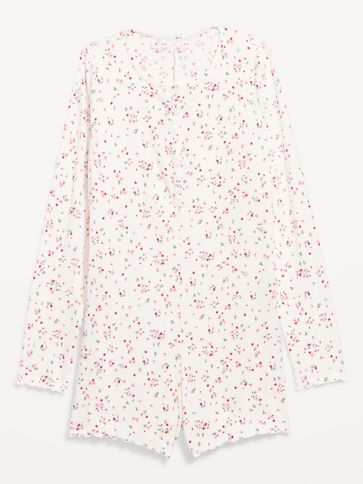 Image number 4 showing, Pointelle Rib Henley Pajama Romper