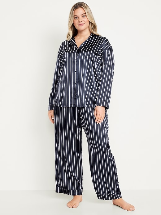 Image number 7 showing, Printed Satin Pajama Pant Set for Women