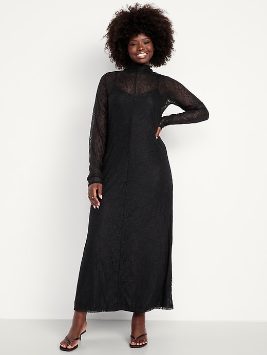 Image number 6 showing, Mock Neck Lace Maxi Dress