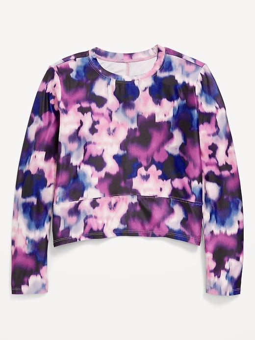 Image number 1 showing, CloudMotion Printed Long-Sleeve Performance Top for Girls