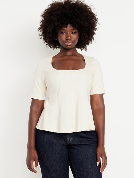 Image number 5 showing, Square-Neck Peplum Top
