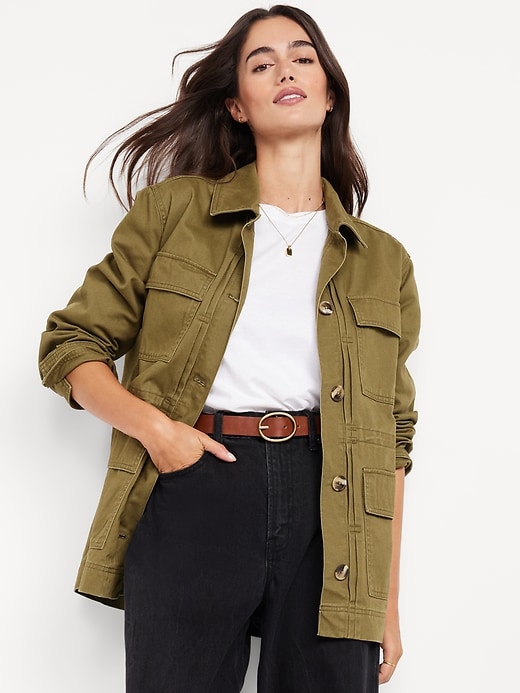 Image number 3 showing, Cinched-Waist Twill Utility Jacket