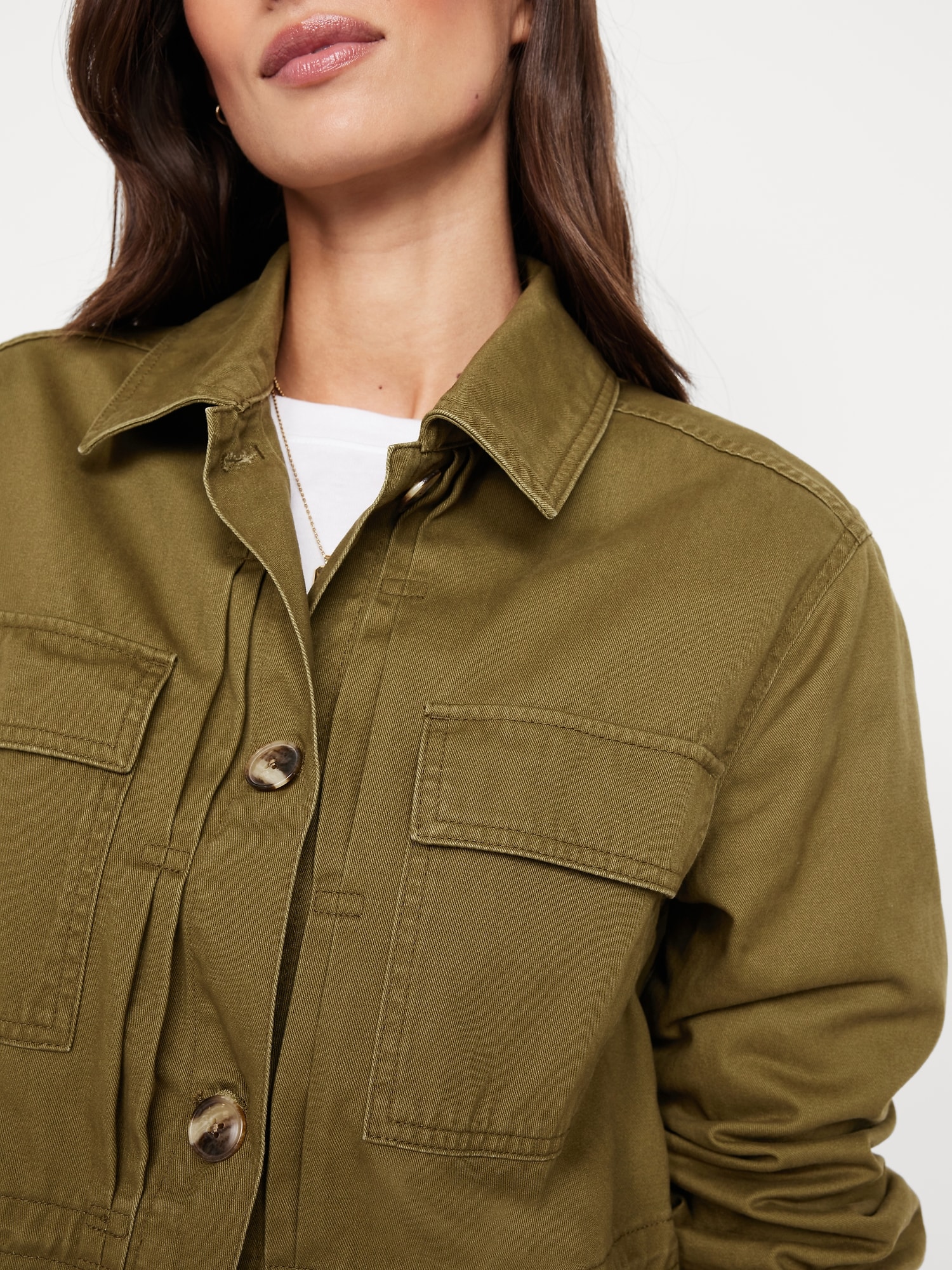 Cinched-Waist Twill Utility Jacket