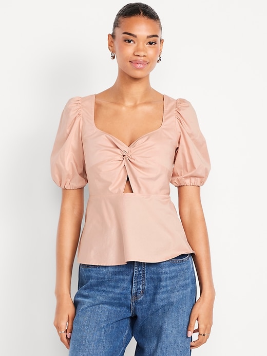 Image number 1 showing, Twist-Front Peplum Top