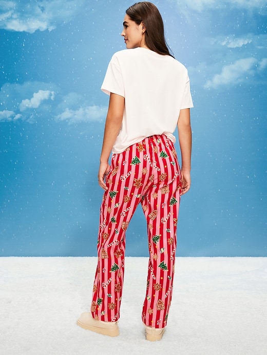 Image number 2 showing, Mid-Rise Printed Flannel Pajama Pants for Women
