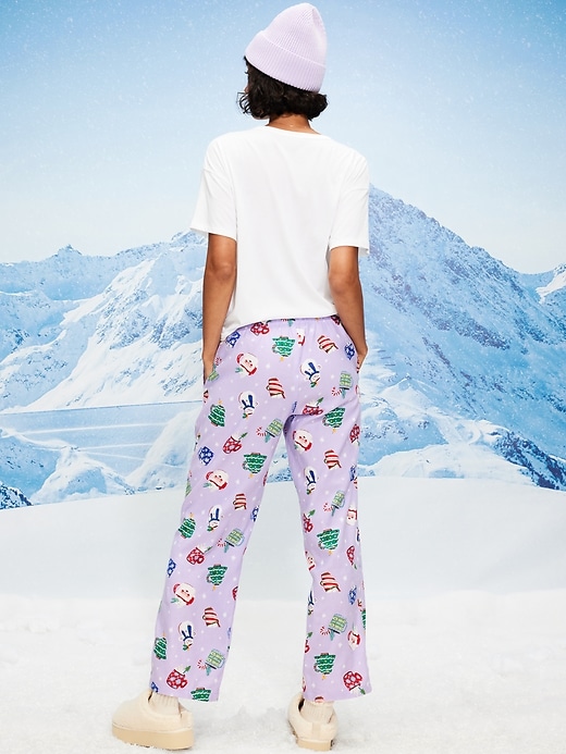 Image number 2 showing, Mid-Rise Printed Flannel Pajama Pants for Women