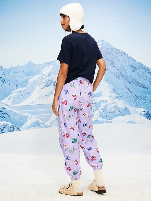 Image number 2 showing, High-Waisted Printed Flannel Pajama Jogger for Women