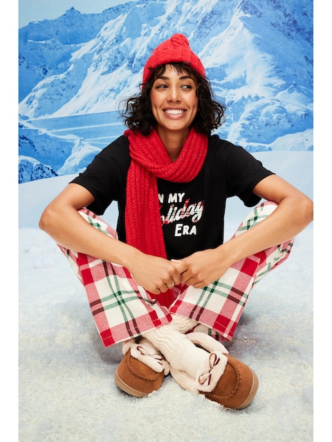 Mid-Rise Plaid Flannel Pajama Pants for Women - Red Plaid (Match The Fam!)