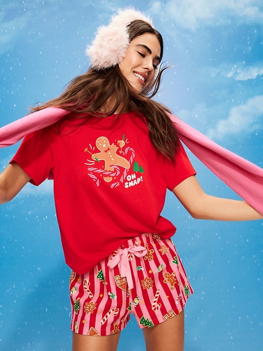 Image number 1 showing, Flannel Boxer Pajama Shorts for Women