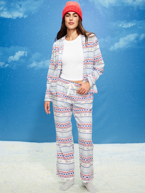 Printed Flannel Pajama Pant Set for Women - Festive Fairisle (Match The Fam!)