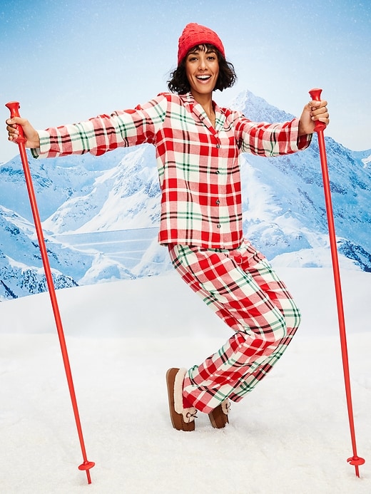 Image number 1 showing, Plaid Flannel Pajama Pant Set for Women