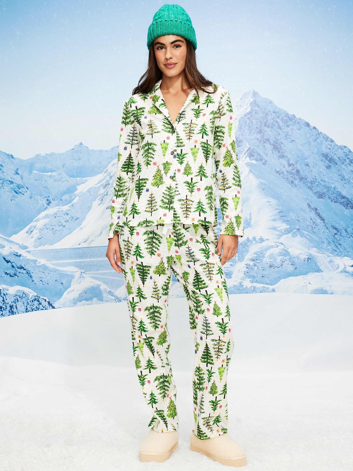 Printed Flannel Pajama Pant Set for Women