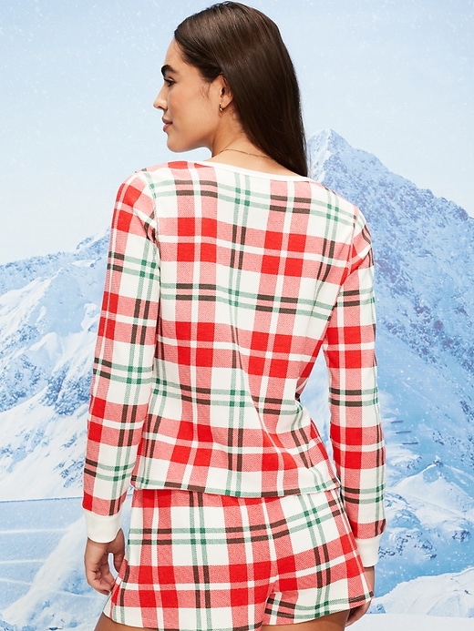 Image number 2 showing, Scoop-Neck Waffle Pajama Top for Women