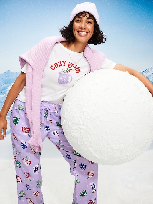 Image number 1 showing, Holiday-Graphic Crew-Neck T-Shirt for Women