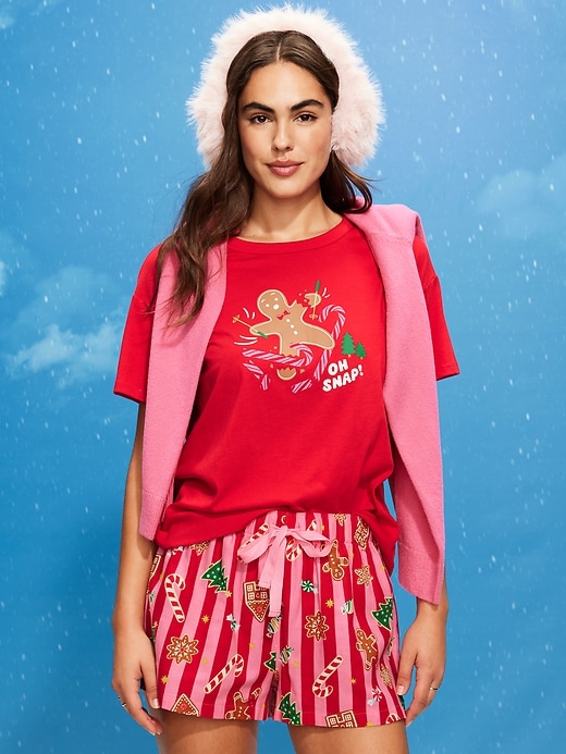 Image number 1 showing, Holiday-Graphic Crew-Neck T-Shirt for Women