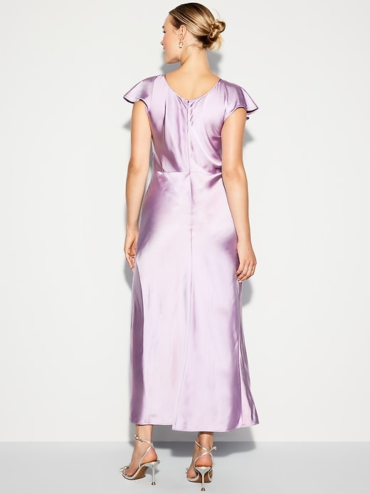 Image number 9 showing, The Occasion by Old Navy Flutter-Sleeve Keyhole Satin Maxi Dress