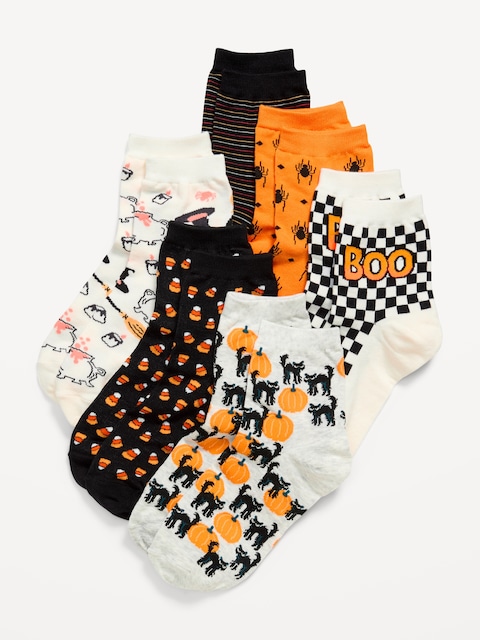 Novelty Quarter Crew Socks 6-Pack for Women - Halloween