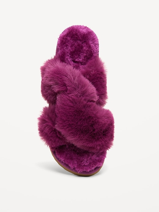 Image number 2 showing, Faux-Fur Twist-Front Slippers for Women