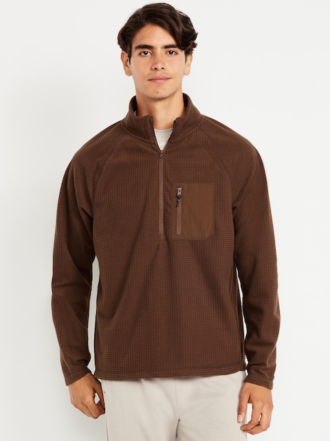 Waffle Half-Zip Performance Pullover - Tannin Brown