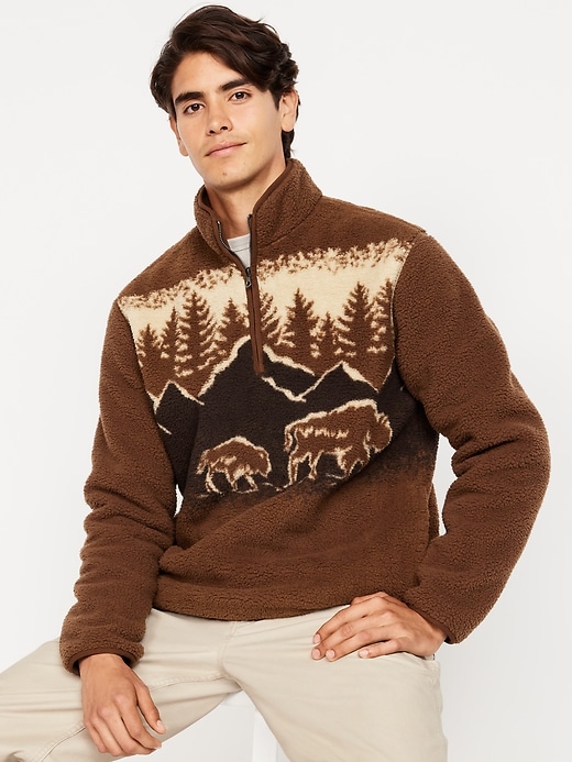 Image number 3 showing, Printed Sherpa Quarter-Zip Pullover