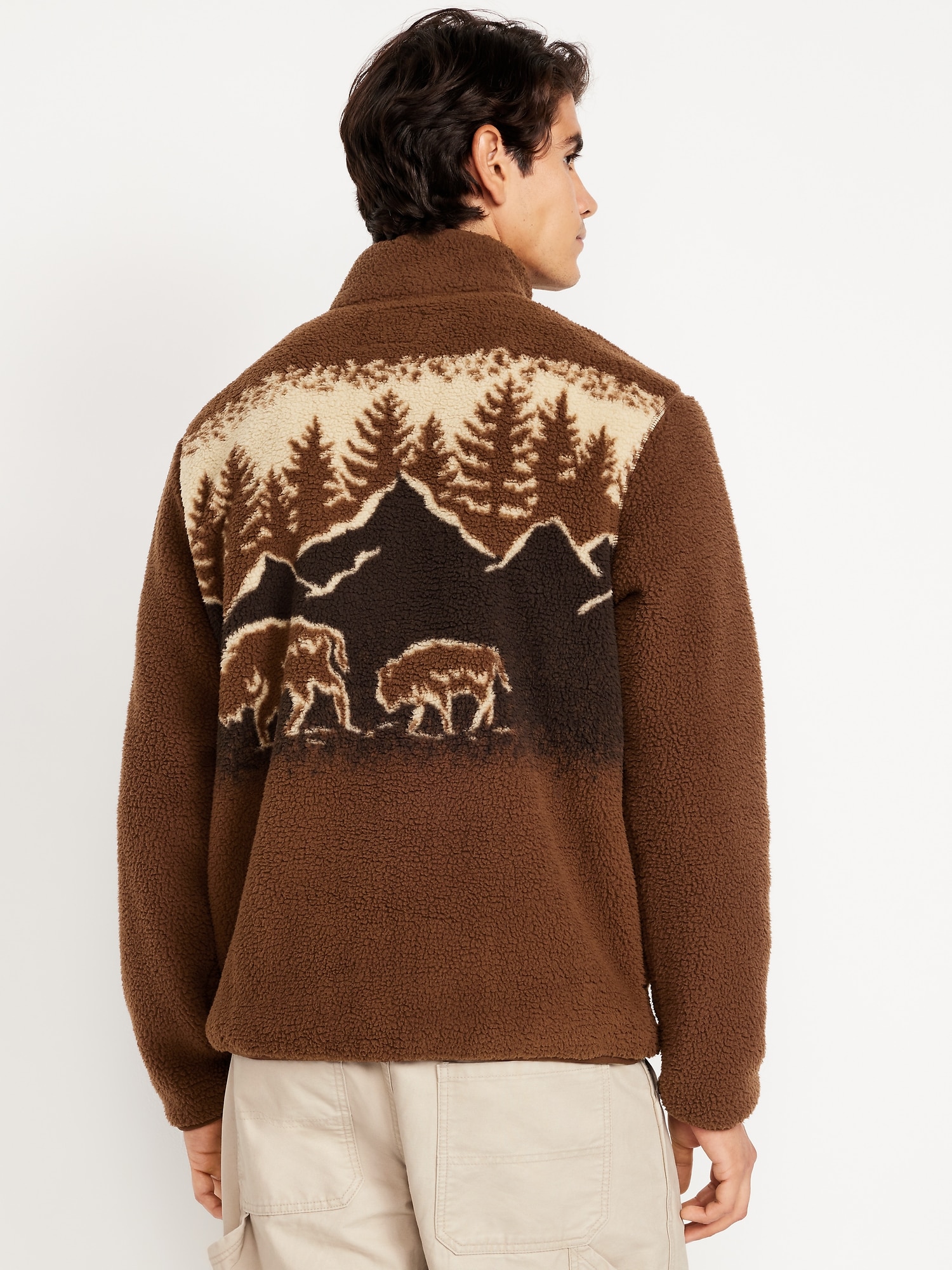 Printed Sherpa Quarter-Zip Pullover