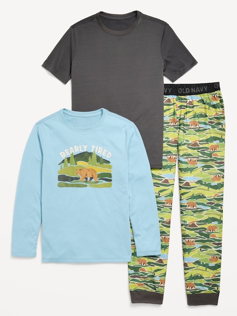 3-Piece Jersey-Knit Pajama Set for Boys - Animal Camo