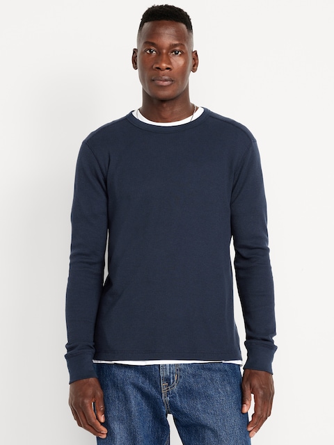 Waffle-Knit T-Shirt - Navy
