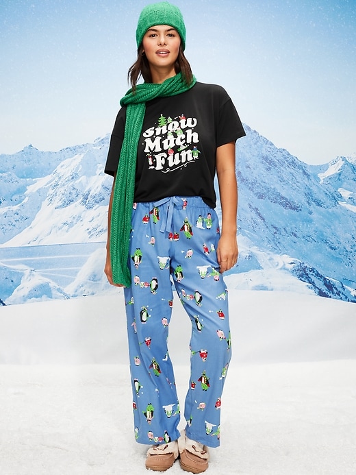 Image number 5 showing, Mid-Rise Printed Flannel Pajama Pants for Women