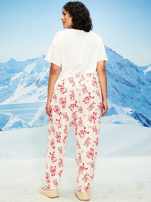 Image number 8 showing, High-Waisted Printed Flannel Pajama Jogger for Women