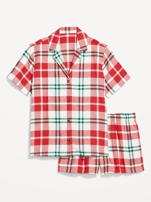 Image number 2 showing, Plaid Flannel Pajama Short Set for Women