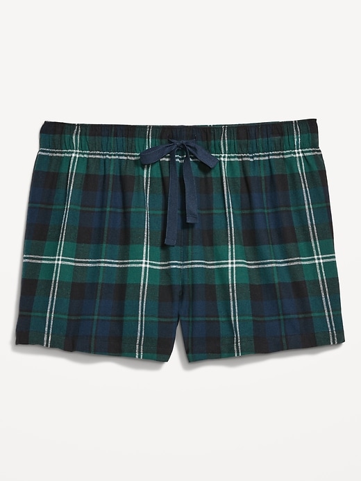 Image number 1 showing, Plaid Flannel Pajama Boxer Shorts Women