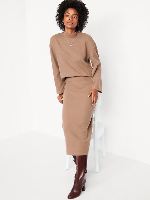 thumbnail image 2 of Mak Women's Chunky Oversized Turtleneck Knit Tunic Long Sweater Top MK3660 – 100% Acrylic, Casual Pullover, S M L 2 of 3