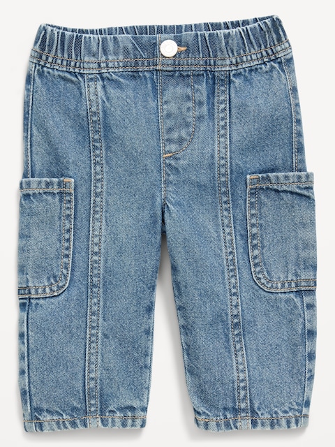 Baggy Barrel-Leg Cargo Jeans for Baby - Medium Wash