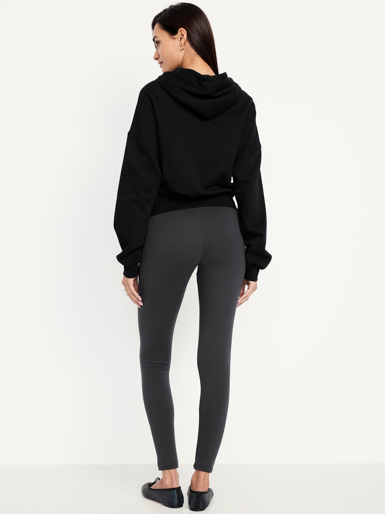 High-Waisted Fleece-Lined Ankle Leggings