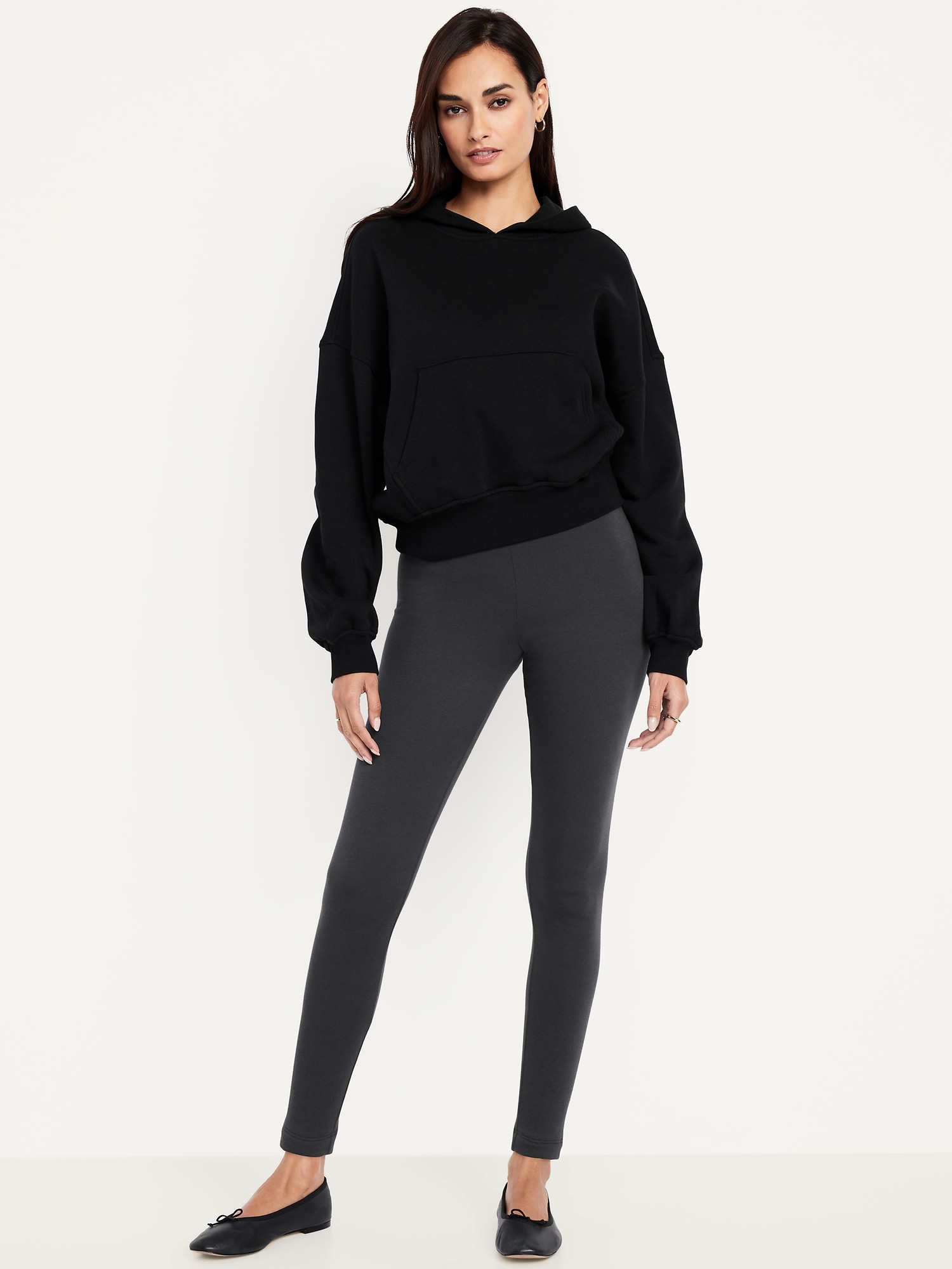High-Waisted Fleece-Lined Ankle Leggings