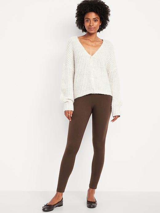 Image number 1 showing, High-Waisted Fleece-Lined Ankle Leggings