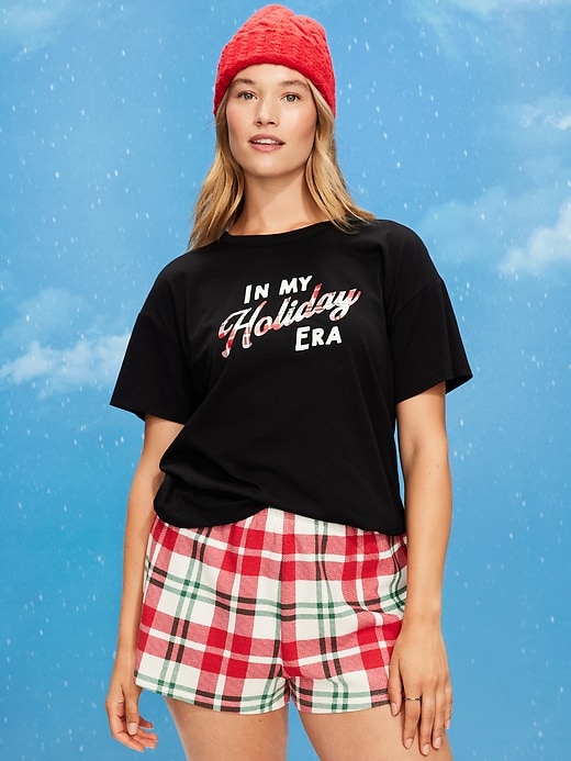 Image number 5 showing, Holiday-Graphic Crew-Neck T-Shirt for Women