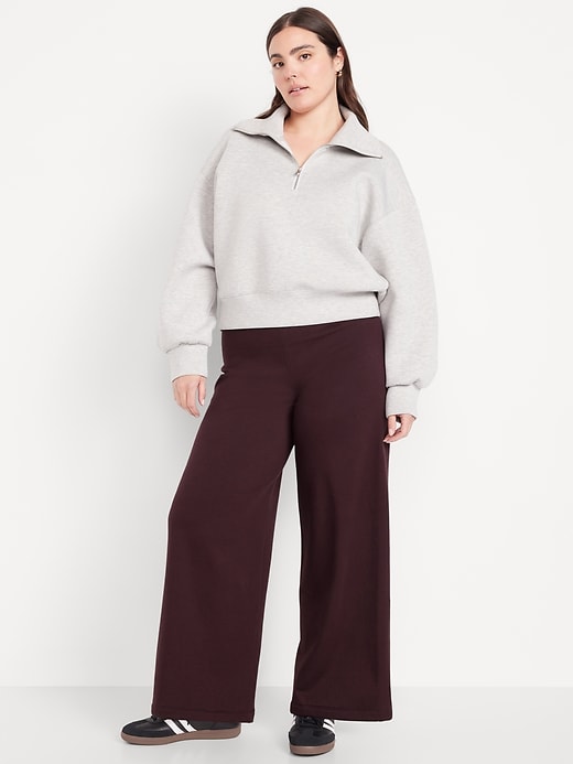 Image number 4 showing, High-Waisted Fleece-Lined Super Wide-Leg Pants