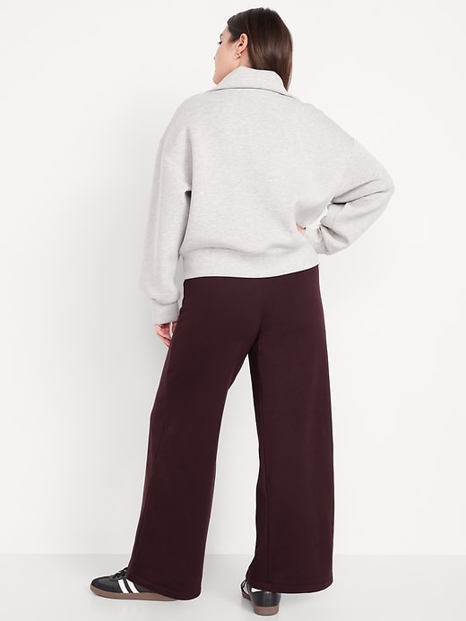 Image number 5 showing, High-Waisted Fleece-Lined Super Wide-Leg Pants