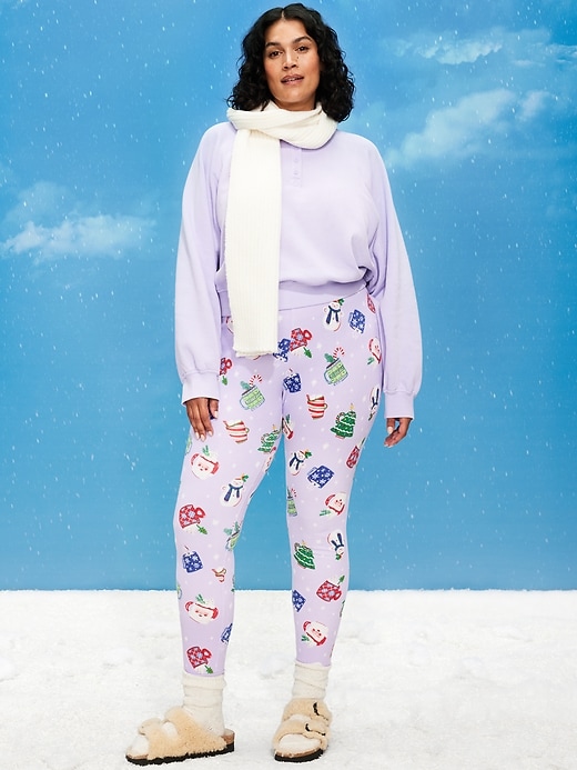 Image number 7 showing, High-Waisted Printed Waffle Pajama Leggings for Women