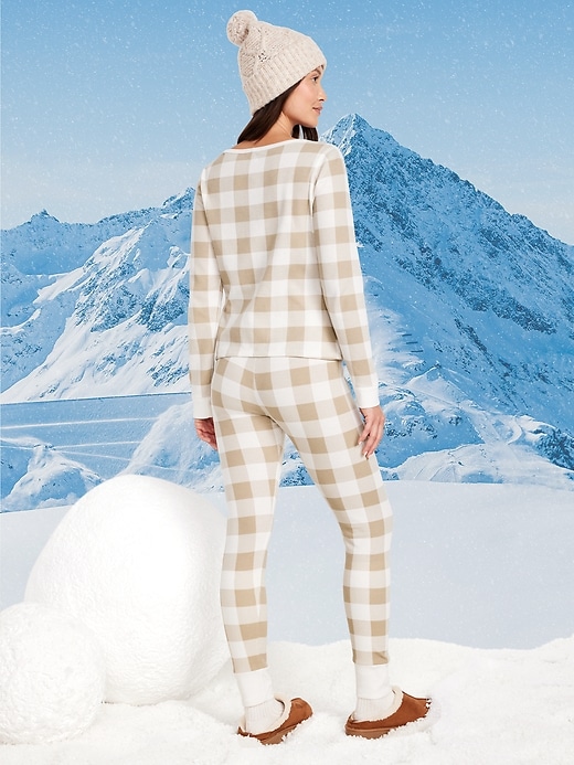 Image number 2 showing, High-Waisted Printed Waffle Pajama Leggings for Women