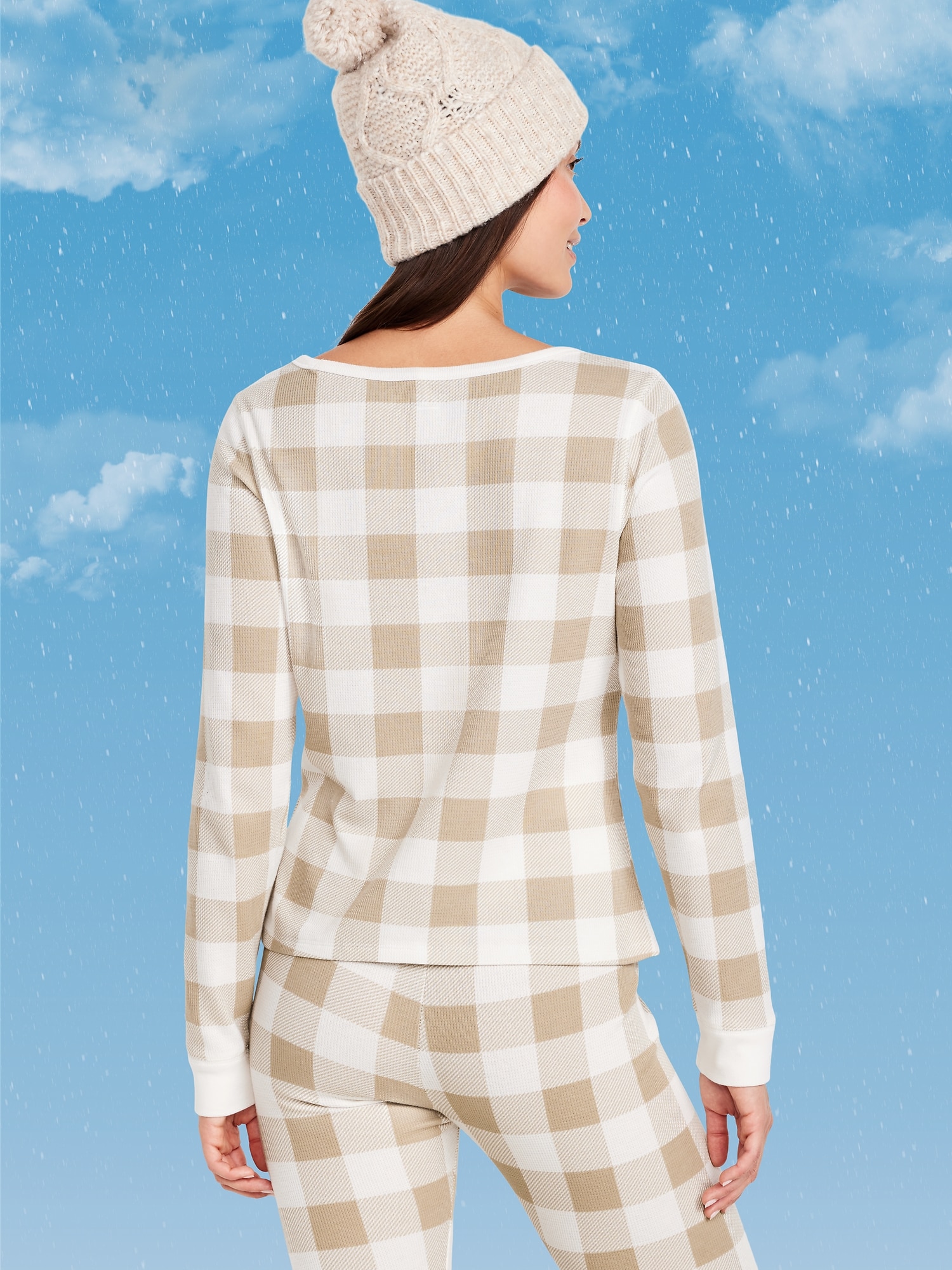 Scoop-Neck Waffle Pajama Top