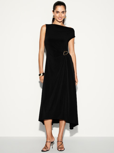 The Occasion by Old Navy Twist-Front Jersey Midi Dress - Black Jack