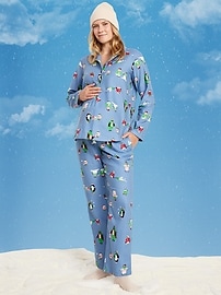 Image number 1 showing, Maternity Printed Flannel Pajama Pant Set